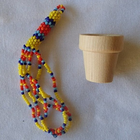 Doll House Miniature Unfinished Colorful Seed Bead Plant Hanger + Wood Pot DIY - Picture 3 of 12